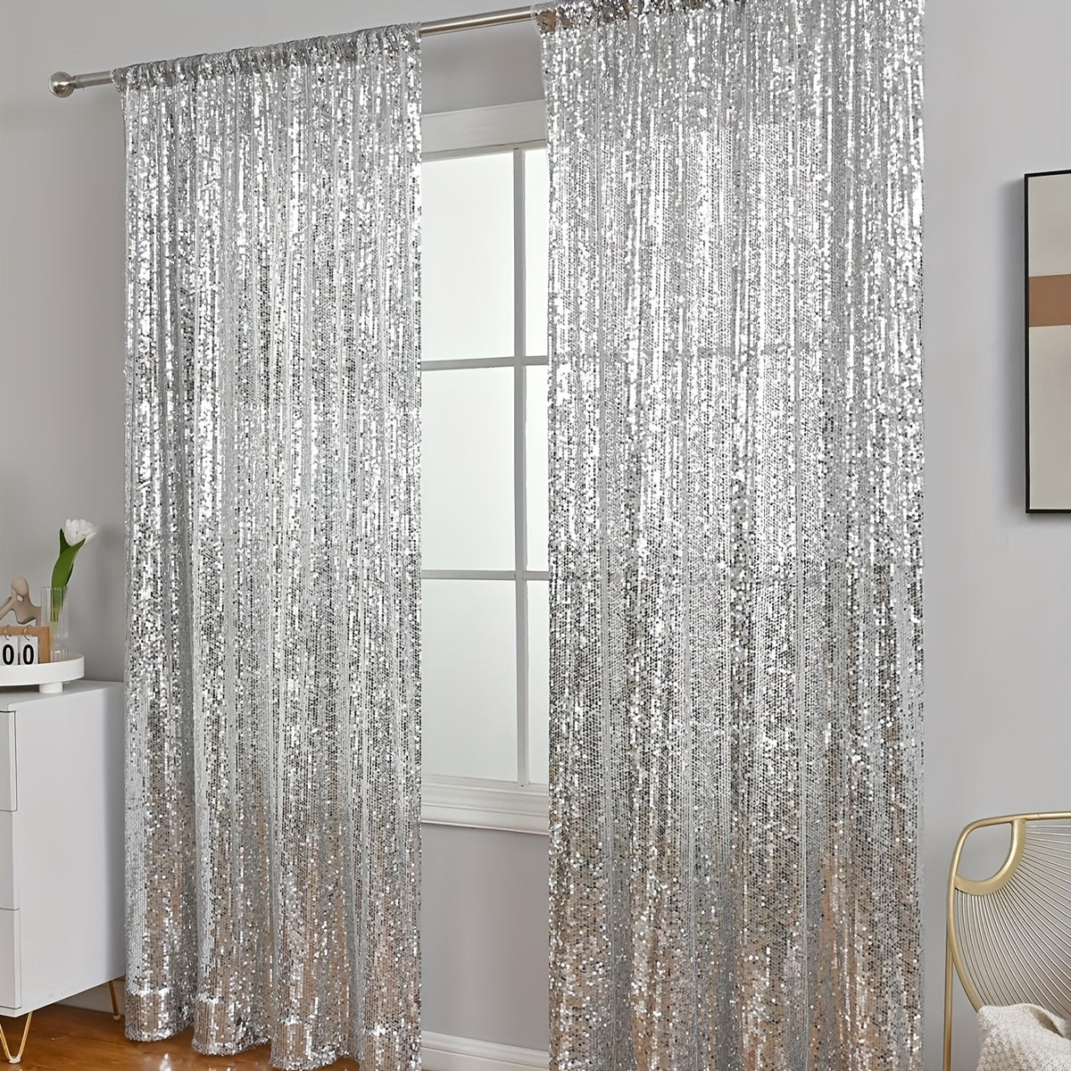 Blackout curtains with sequin decoration for the bedroom or living room - 1 piece