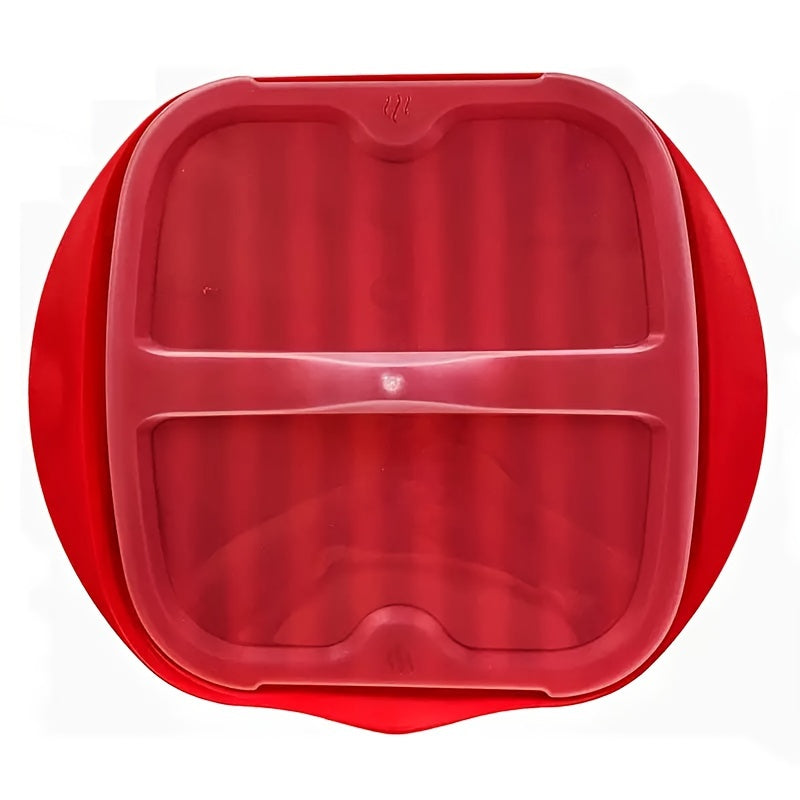 Microwave Bacon Tray with Grill, Pizza and Sauce Trays, Oven Cooker - Red and White Kitchen Gadget.