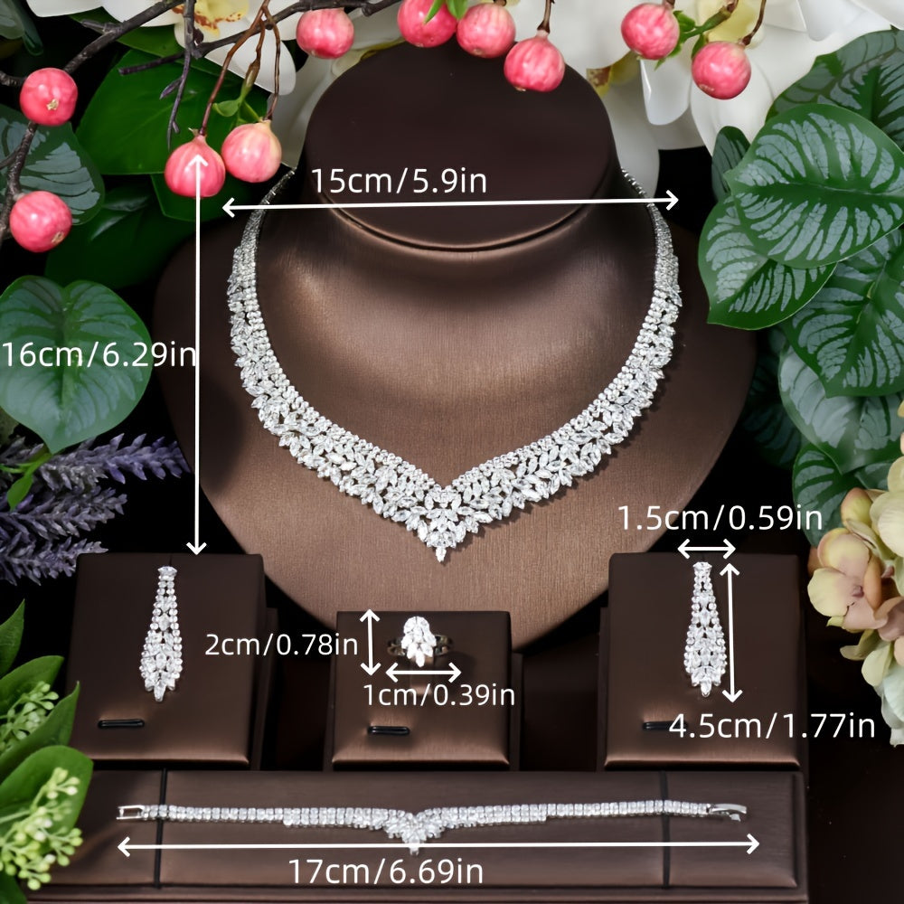 Set of 4 elegant, fashionable luxury party blingbling jewelry pieces for middle eastern women, perfect for high-quality bridal wear.