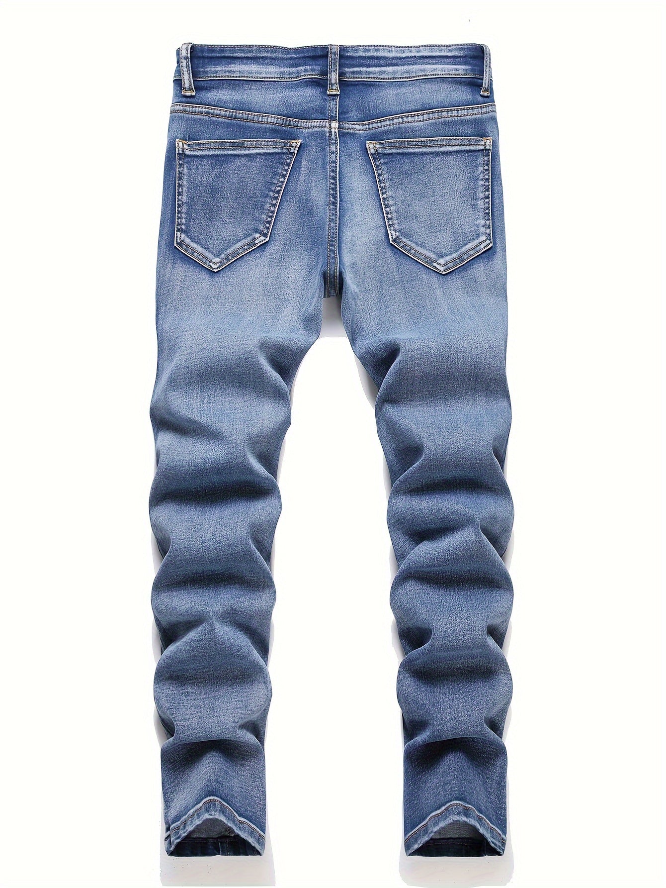 Boys' trendy embroidered graffiti jeans in stretch cotton blend denim with elastic waistband and cuffs, machine washable.