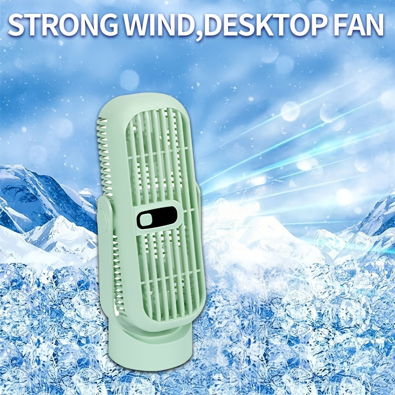 10W Quiet Desktop Personal Fan with Button Control, Portable USB Rechargeable Design, Made of Plastic, Features Built-in Lithium Battery, Ideal for Indoor and Outdoor Use, Comes with Cord Included