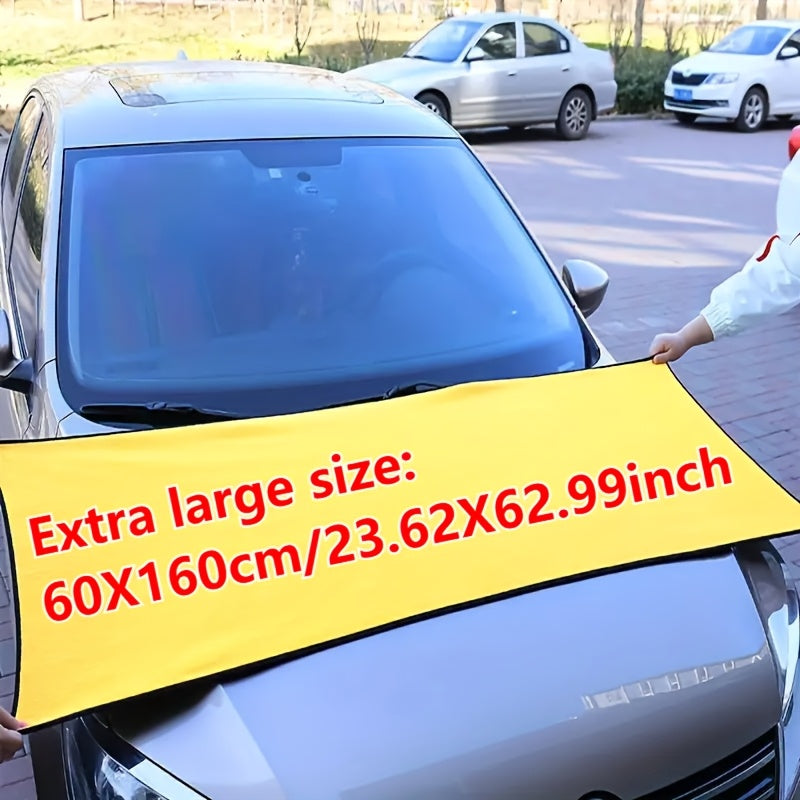 Extra large microfiber car cleaning towel with quick-dry, high absorbency for vehicle external care, no power needed.