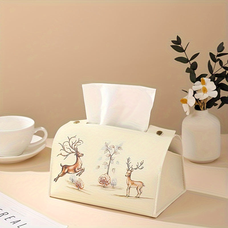 Stylish Nordic faux leather tissue box cover for multiple rooms in the home.