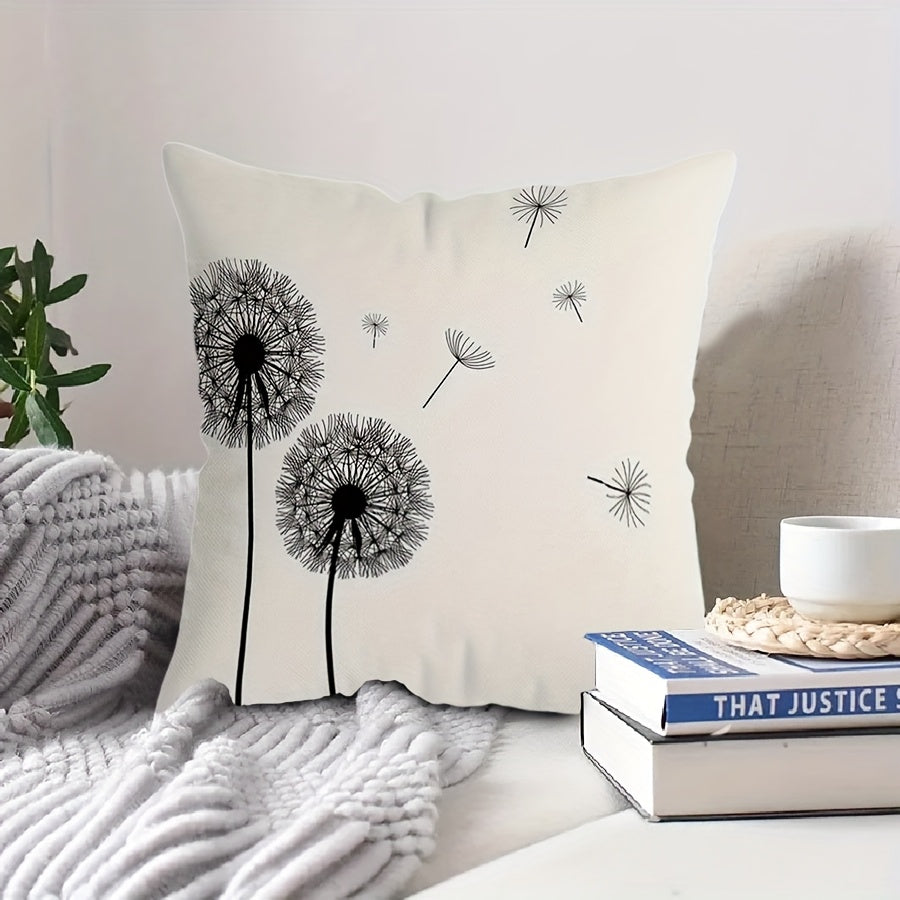 Add a touch of nature to your home or car decor with this Dandelion Print Square Cushion Cover measuring 44.96cm. Featuring a zippered closure and a single-sided design, this cover is made of machine washable polyester for easy care. (Pillow insert not