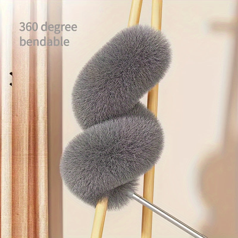 One pack of Electrostatic Telescoping Duster with Bendable Head features a metal handle and a horsehair brush, perfect for cleaning ceiling fans, high ceilings, furniture, and cars. This multipurpose dusting tool does not require batteries.