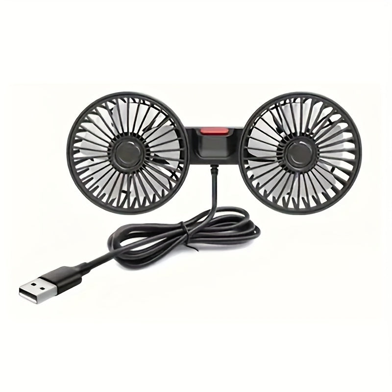 Rear Seat Back Car Fan with Dual-Head Design, Large Wind Volume and Multi-Speed Adjustment for Powerful Airflow, Adjustable Angles for Maximum Comfort