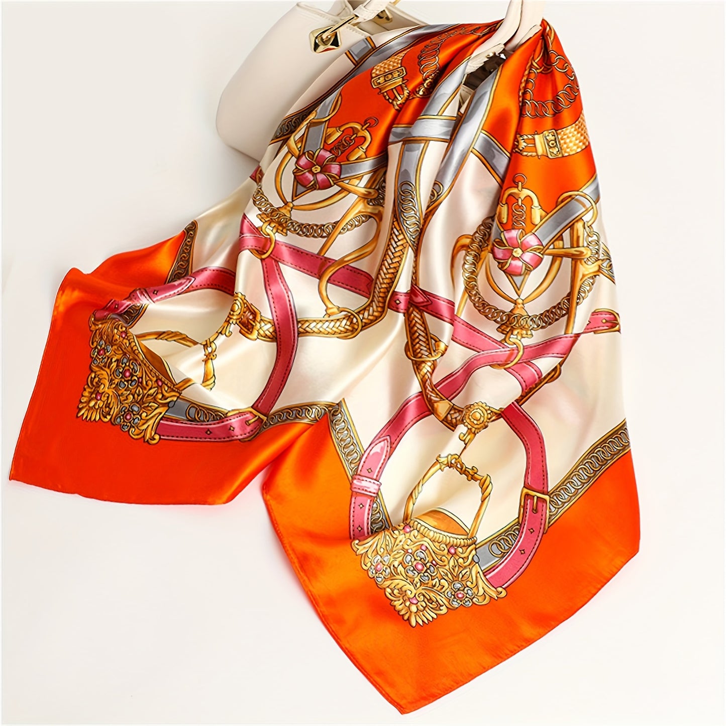 35.4-inch square printed scarf, suitable for all seasons, can be used as a Bandanna sun protection handkerchief or shawl for outdoor activities or air-conditioned rooms, ideal for women.