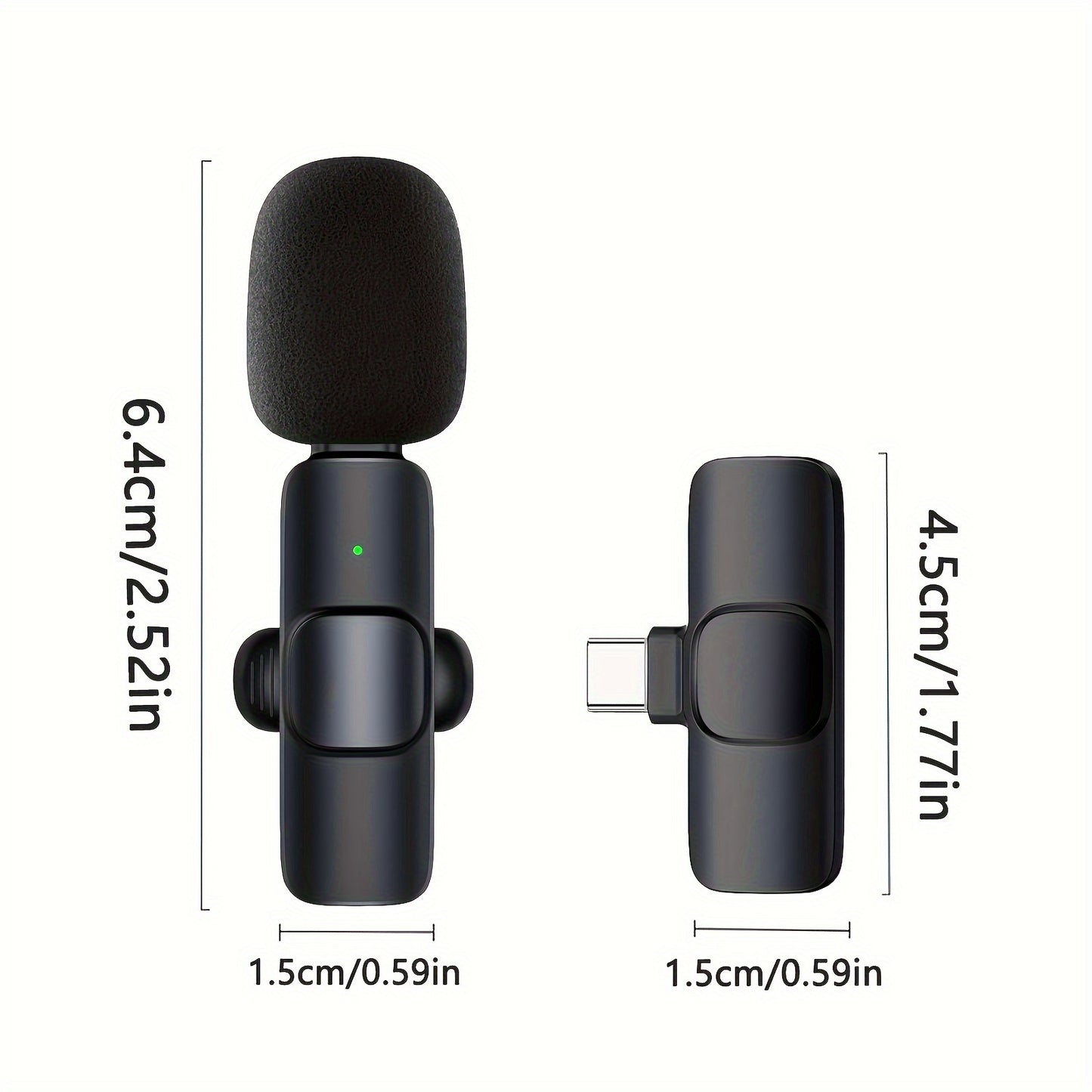 Professional wireless microphone with noise cancelling for Vlog video recording and live streaming.