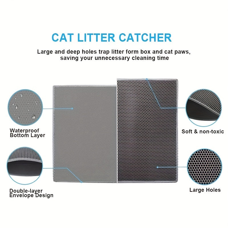 Double Layer Cat Litter Mat with Non-Slip Backing