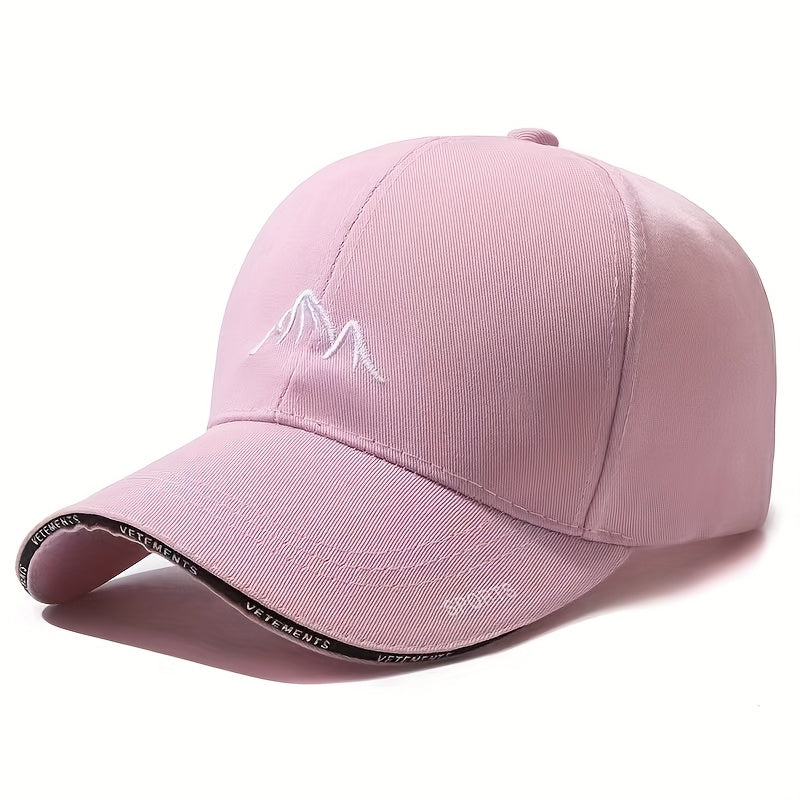 Unisex baseball cap with embroidered alphabet letters, lightweight for all seasons.