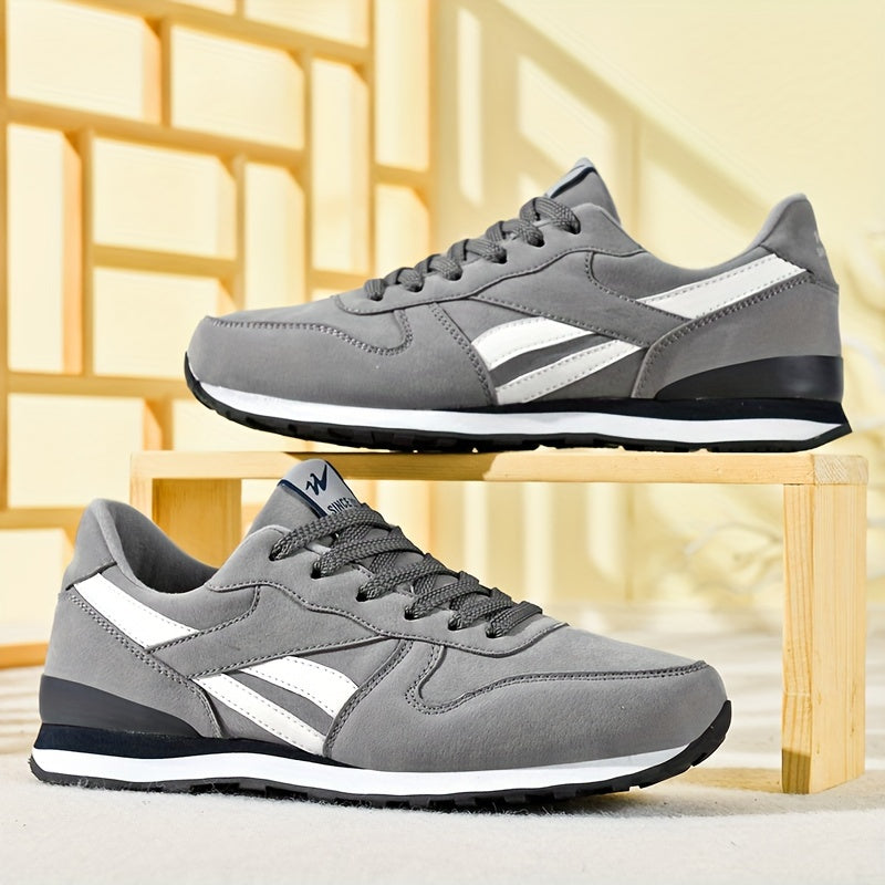 Men's low top sneakers with non-slip soles for outdoor activities like jogging and workouts, suitable for all seasons.