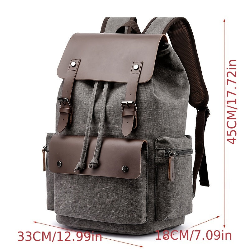 Trendy retro canvas backpack for students, travel, and business trips.