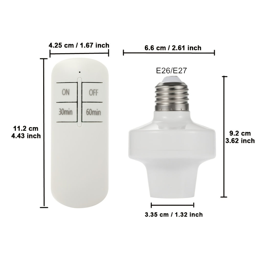 QIACHIP Wireless Lamp Socket with Timer - E26/E27, RF 433MHz, No Wiring, LED & Incandescent, AC85V-250V