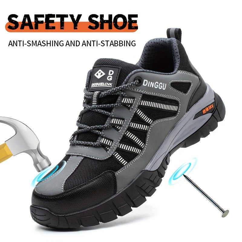 DINGGU Men's Steel Toe Work Shoes with Puncture Resistant Rubber Sole, Breathable and Lightweight.