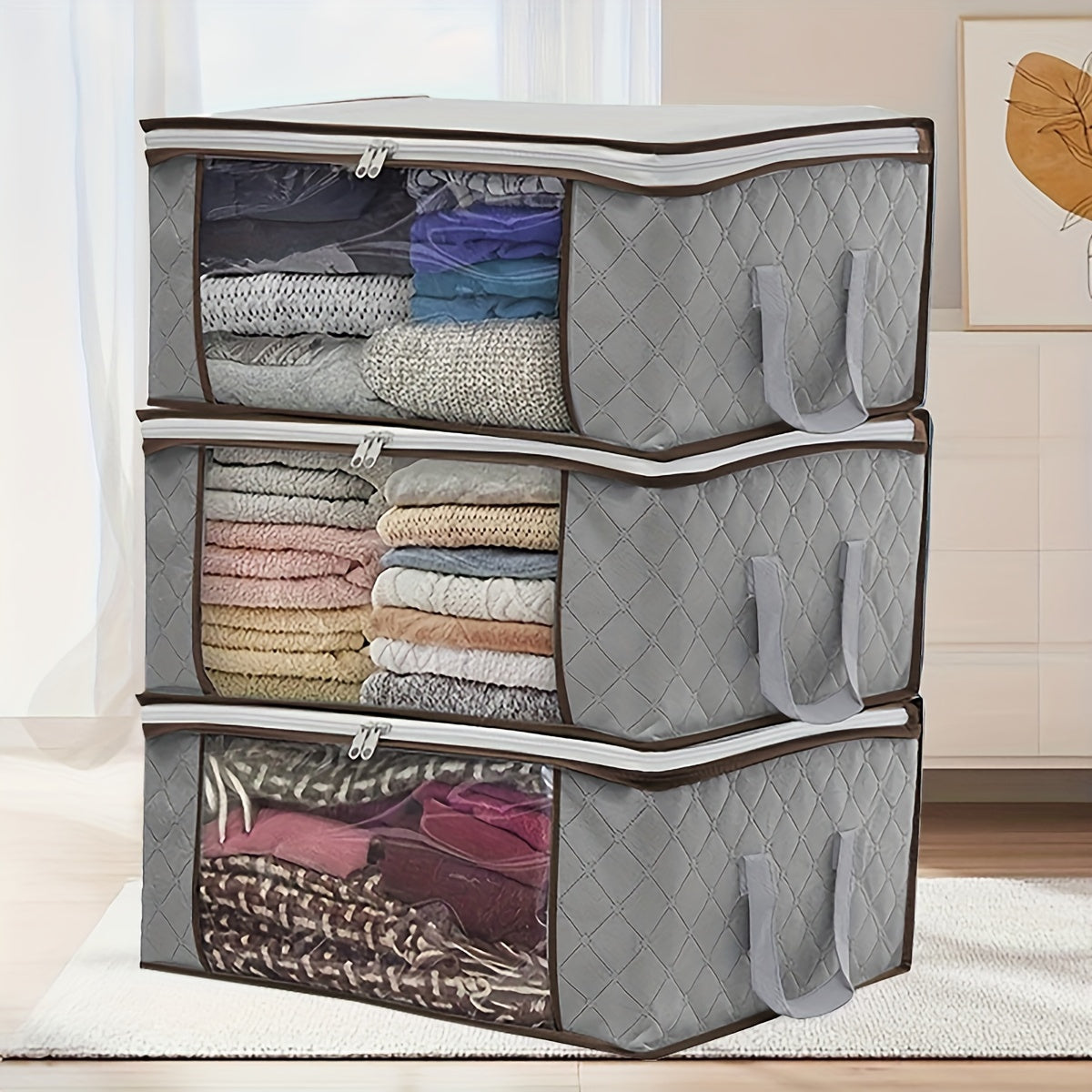 Unwoven Wardrobe Storage Bag for Quilts and Clothing, Sealed Dust-Proof Organizer, Collapsible Christmas, New Year, and Valentine's Day Gift Box