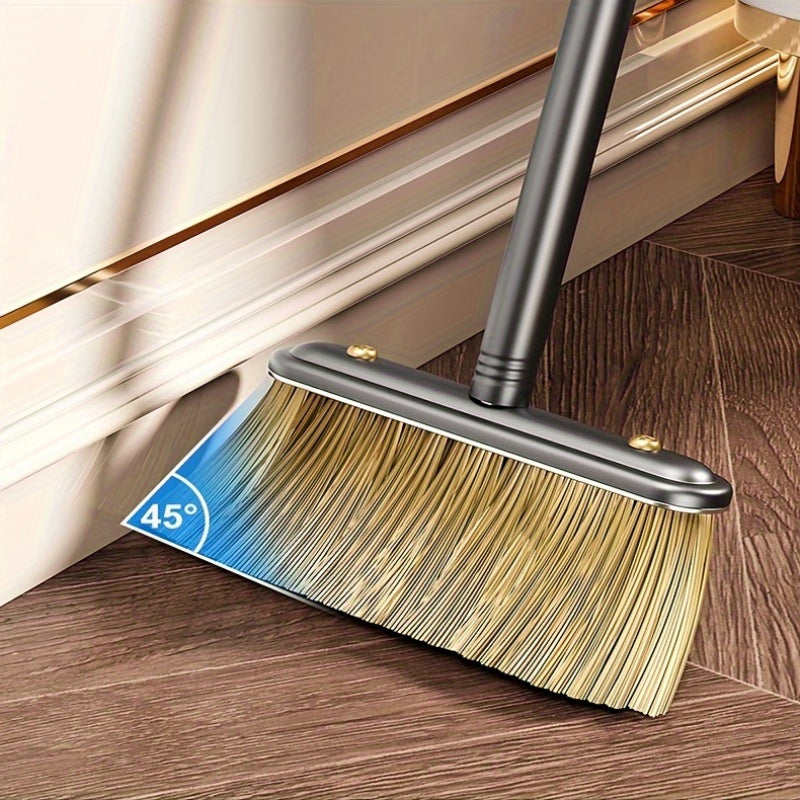 Sturdy Metal Broom and Dustpan Set with Long Stainless Steel Handle, Ideal for Home, Kitchen, Bedroom, Outdoor, and Patio Cleaning. Stand-Up Design for Easy Use.