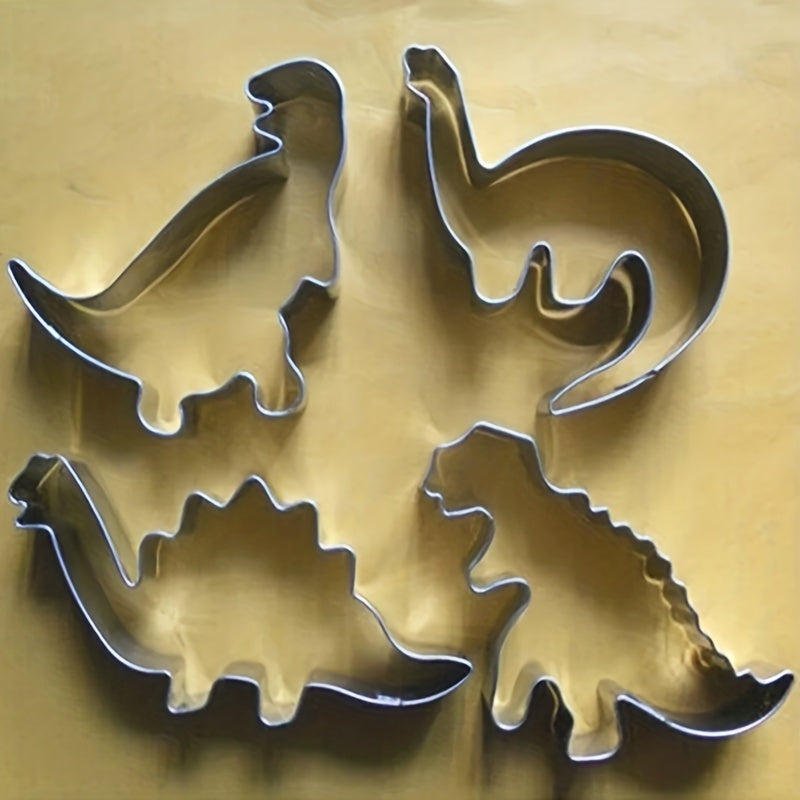 Dinosaur Cookie Cutter Set - Includes 4 Pieces for Dinosaur Themed Birthday Parties, Ideal for Cakes, Biscuits, Sandwiches, and Pastry Making. Great Addition to Your Baking Tools and Kitchen Gadgets Collection.