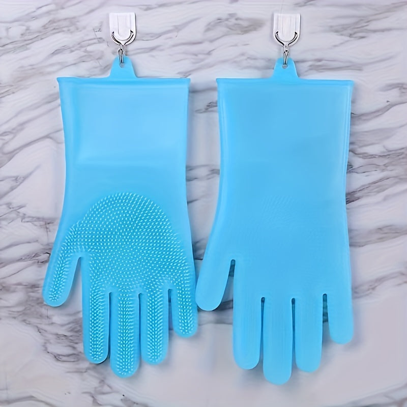 Pair of Silicone Dishwashing Gloves, Strong & Waterproof Cleaning Gloves with Antibacterial Properties, Safe for Household Use, Lead-Free, Suitable for Both Hands