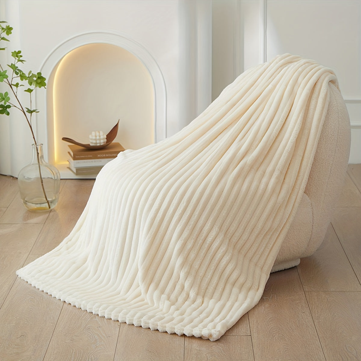 Stylish wide striped blanket in a solid color (pillow core and pillowcase not included)