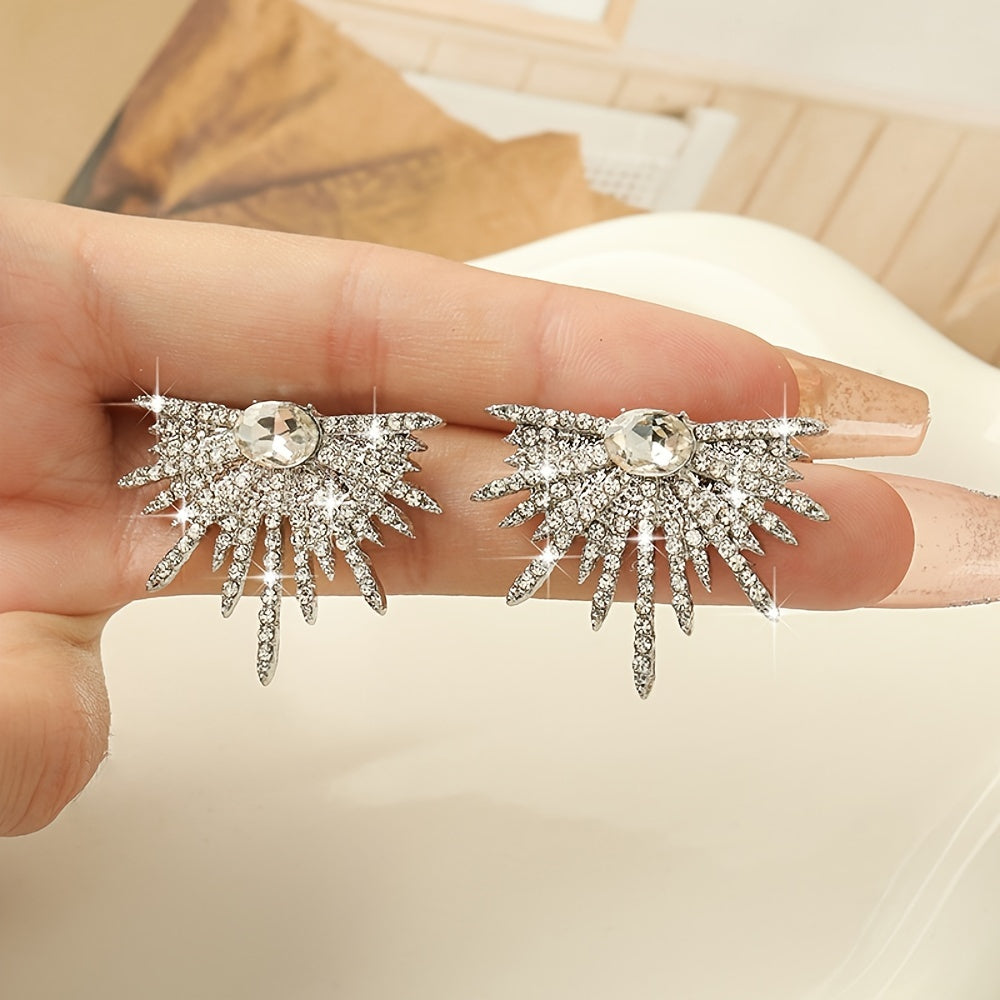 Elegant earrings with shiny wing design, perfect for parties and holidays, ideal as a jewelry gift for women.