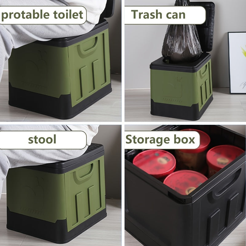 New portable toilet made of PP material, suitable for adults. Extra large and folding, it is ideal for camping, travel, hiking, and beach trips. Perfect for use in cars.