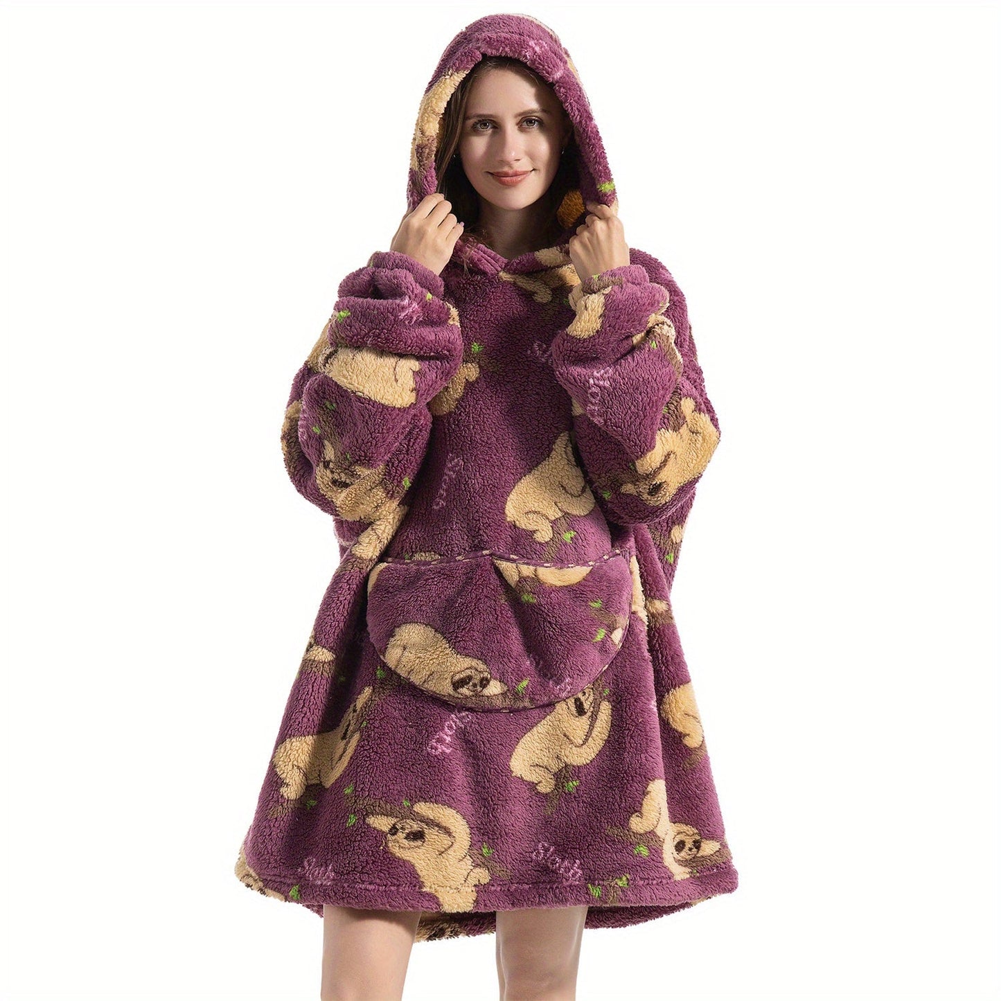 Oversized Blanket Hoodie with Sherpa Fleece, Perfect for Women, Men, and Adults - Ultra Soft and Warm Wearable Sweatshirt Blanket, Ideal Gift for Her