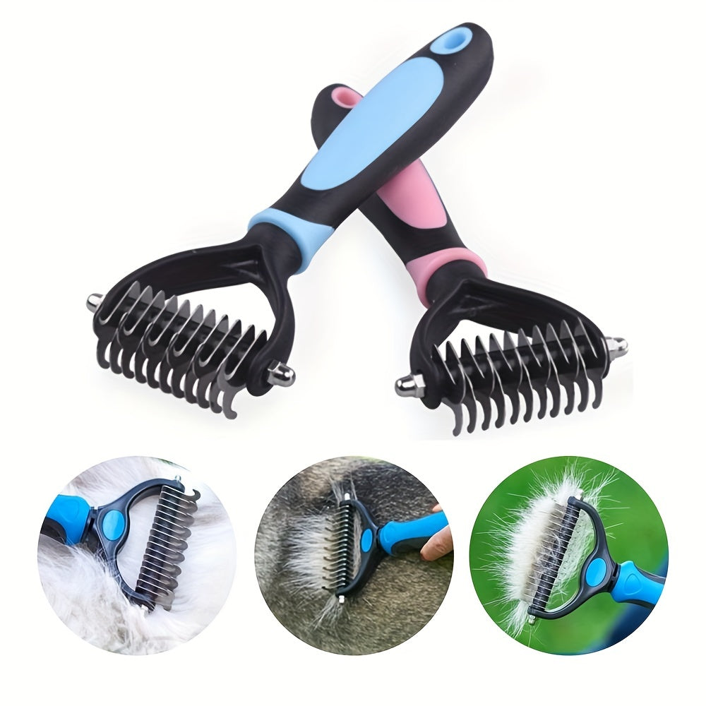 Double sided pet fur knot cutter for dog grooming and shedding, also suitable for removing pet cat hair.