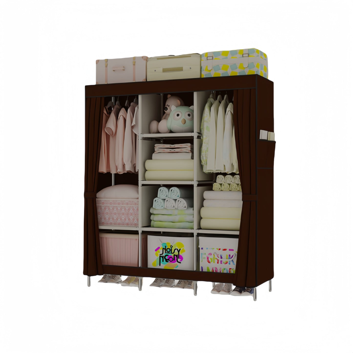 Easily Assembleable Portable Wardrobe Organizer Made of Durable Non-Woven Fabric, Comes in Various Colors, Extra Strong and Sturdy.