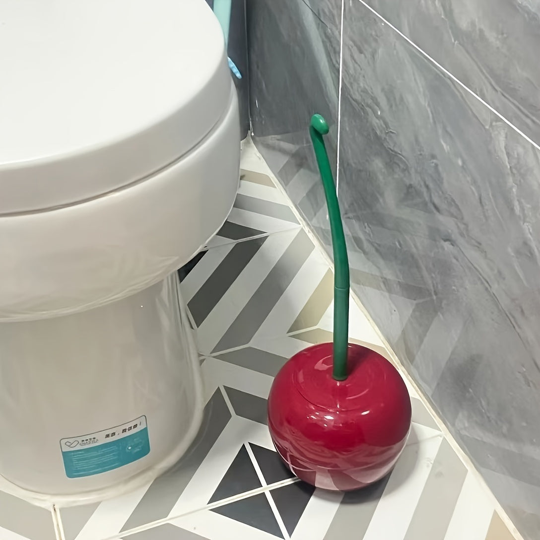 Novel Cherry-Shaped Plastic Toilet Brush Set with Creative Bracket: Unique Bathroom Cleaning Tools