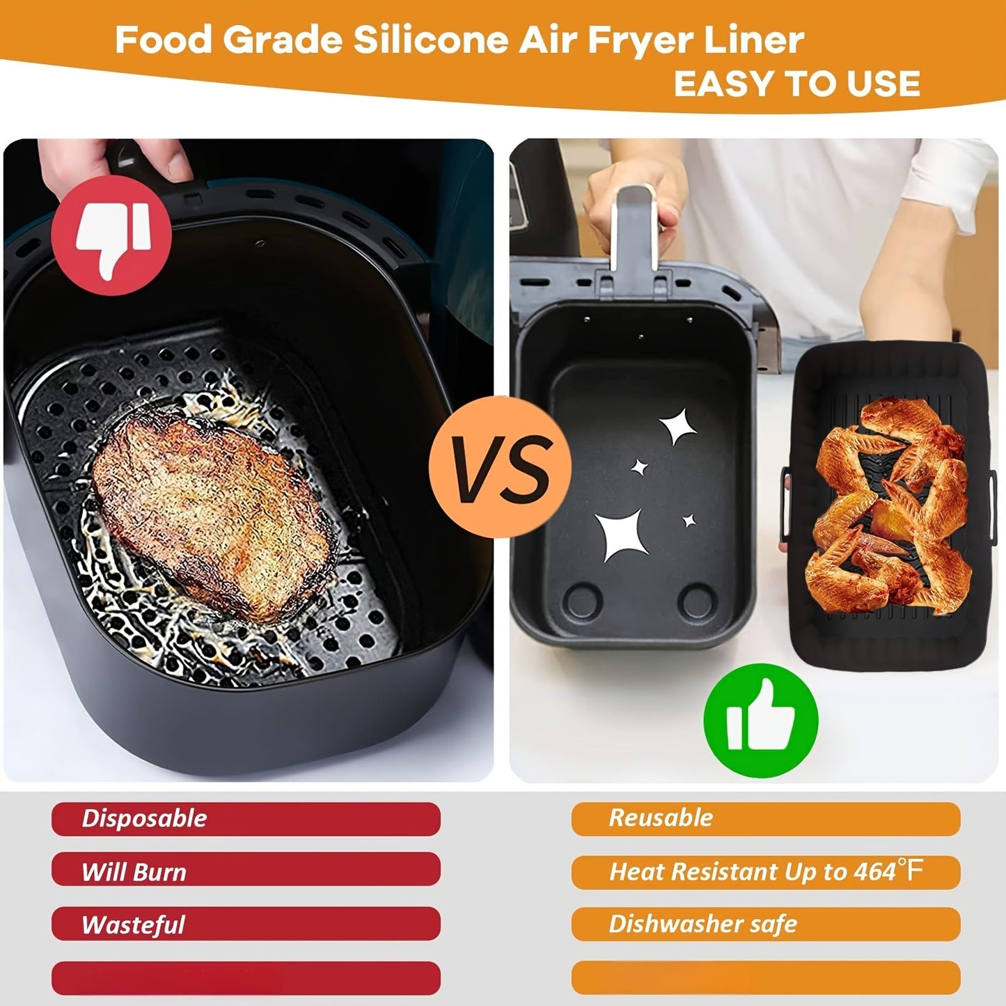 Upgrade your Ninja Foodi AF400UK AF451UK AF300UK 7.6L-9.5L with this pack of 2 reusable silicone air fryer liners. These accessories are also perfect for the Double Layer SL400UK Tower T17088 Dual Zone Air Fryer.