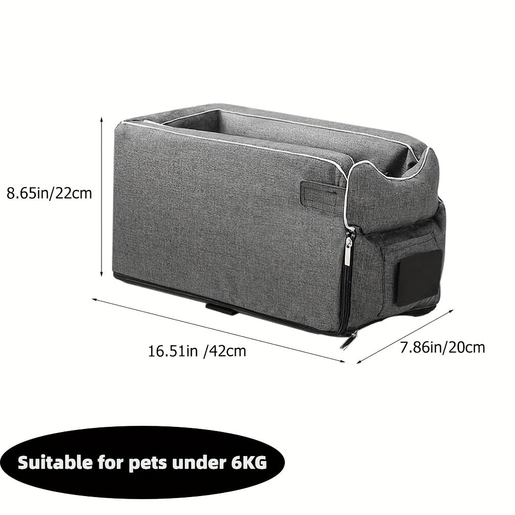 Premium dog car seat with safety leash for small to medium breeds, made of durable polyester.