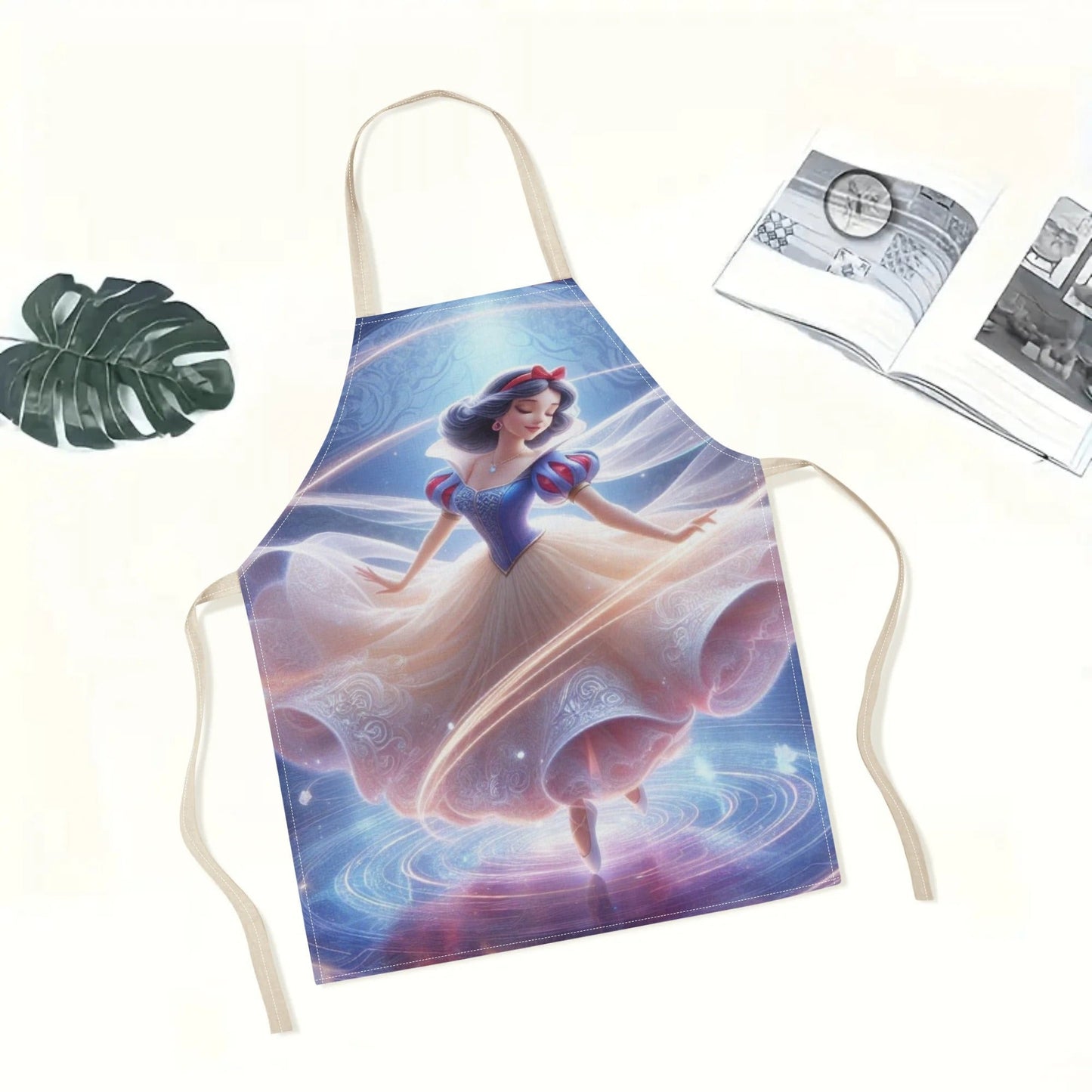 Shiny Polyester| Disney Cinderella Waterproof Apron - Enchanting Princess Pattern, Strong Polyester Material, Perfect for Home, Restaurants, Bakeries & Food Industry