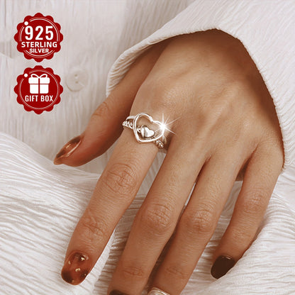 This S925 Sterling Silver Love Ring features a double-layer design with a hemp lace motif, making it suitable for daily wear. It is lightweight at about 2.8g and is perfect for adding a touch of simplicity and versatility to any outfit. This ring is