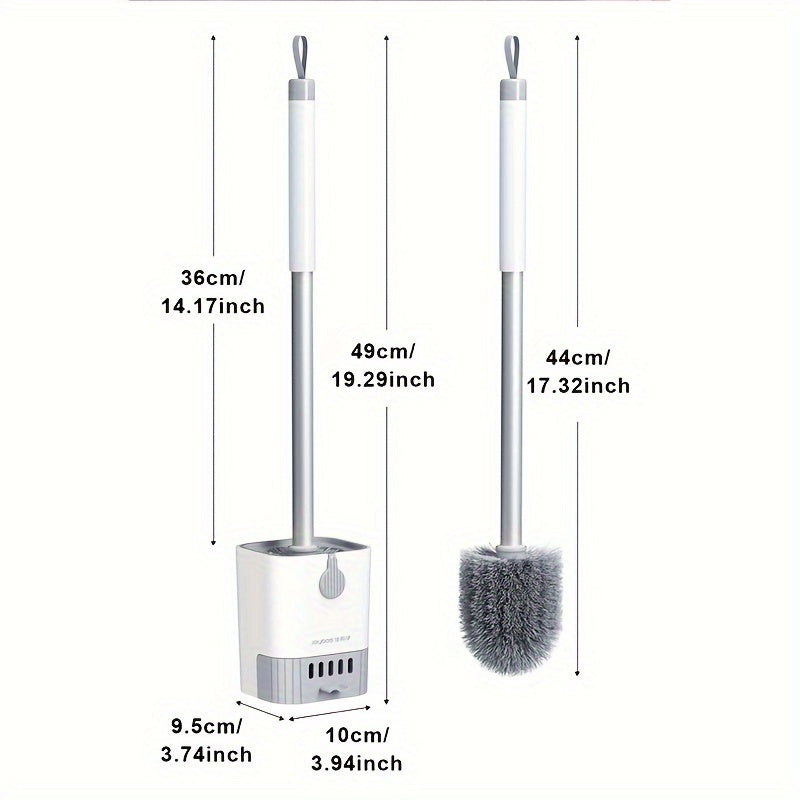 1 Set of Wall Mounted Long Handle Toilet Brush with Holder, Flexible and Effective for Cleaning Every Corner of the Toilet Bowl, Essential Bathroom Cleaning Tool and Supplies for Back to School.