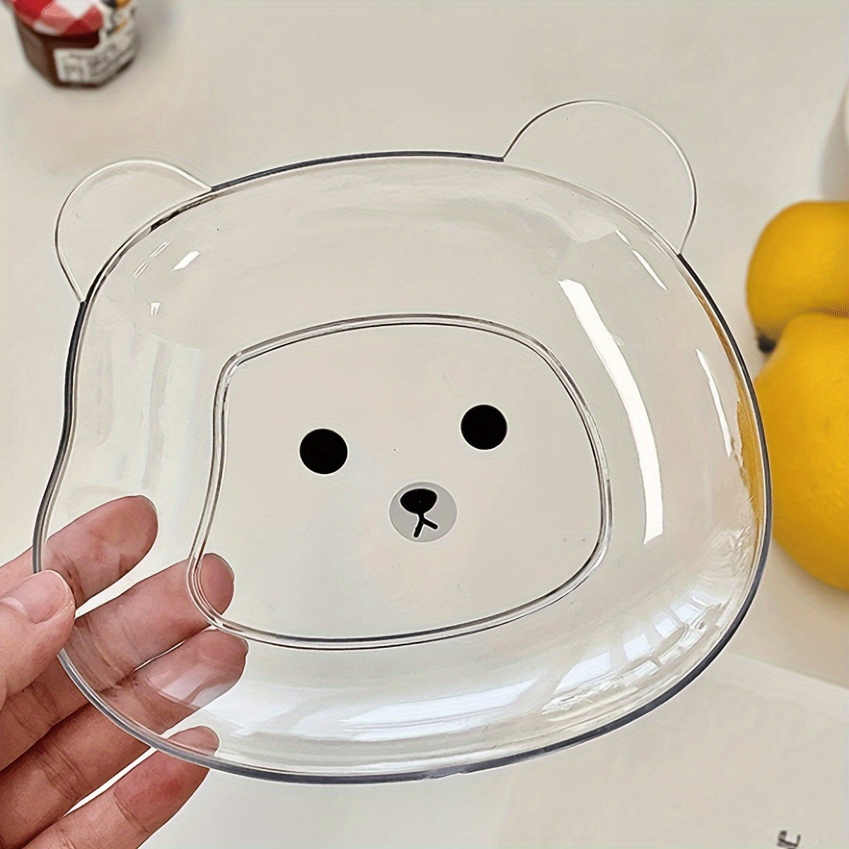 2 adorable bear cartoon PET plates for snacks and meals - durable kitchen essential.