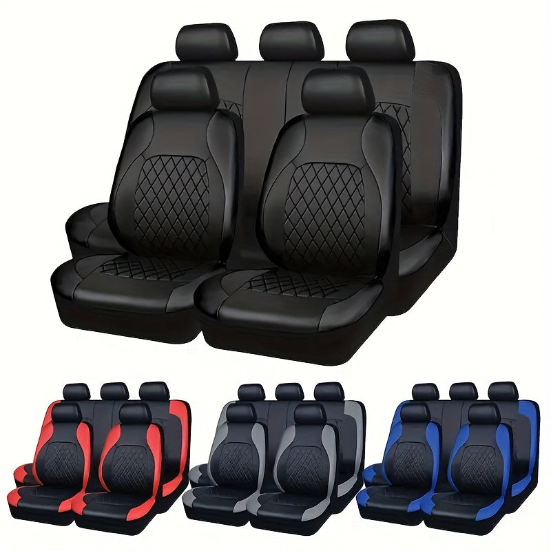 Luxury 5-seater car seat covers with diamond stitching, sponge padding, airbag compatibility, and easy installation for SUVs, cars, and trucks.