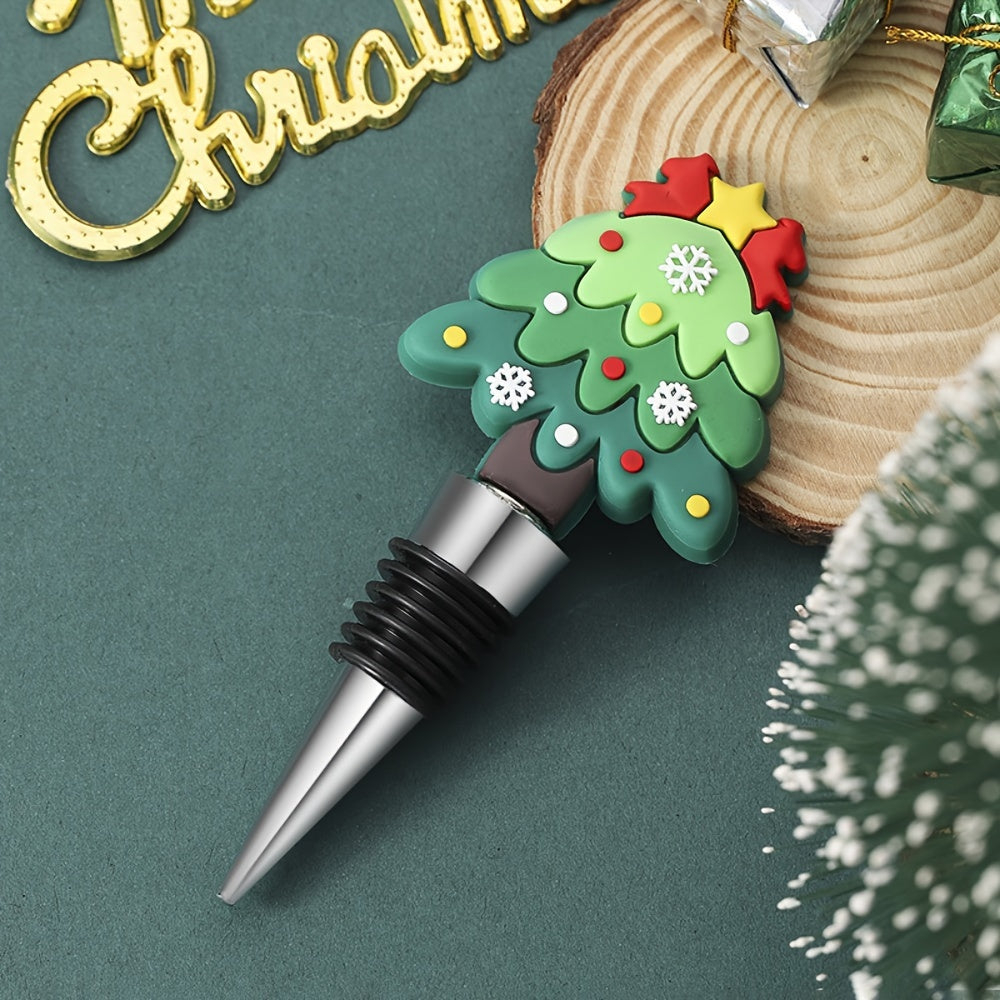 Vacuum wine bottle stopper with silicone reusable cork, leak-proof, keeps wine fresh. Ideal for Christmas wedding party decoration and a perfect gift for wine enthusiasts.