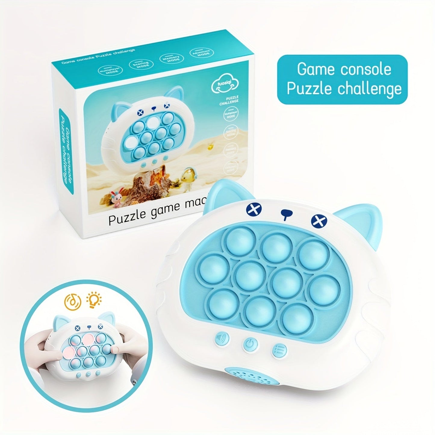 Try our Quick Push Game Console for on-the-go fun! Simply press play and watch as the ground mouse scurries around to keep your focus sharp. This toy is great for training, decompressing, and providing educational entertainment. (Batteries not included)