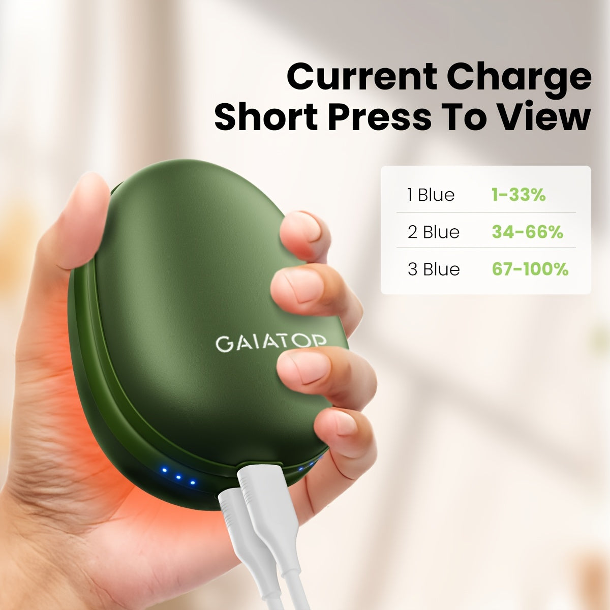 2 rechargeable hand warmers from GAIATOP - Features a cute avocado design, magnetic detachable feature, and USB powered for outdoor & camping use.