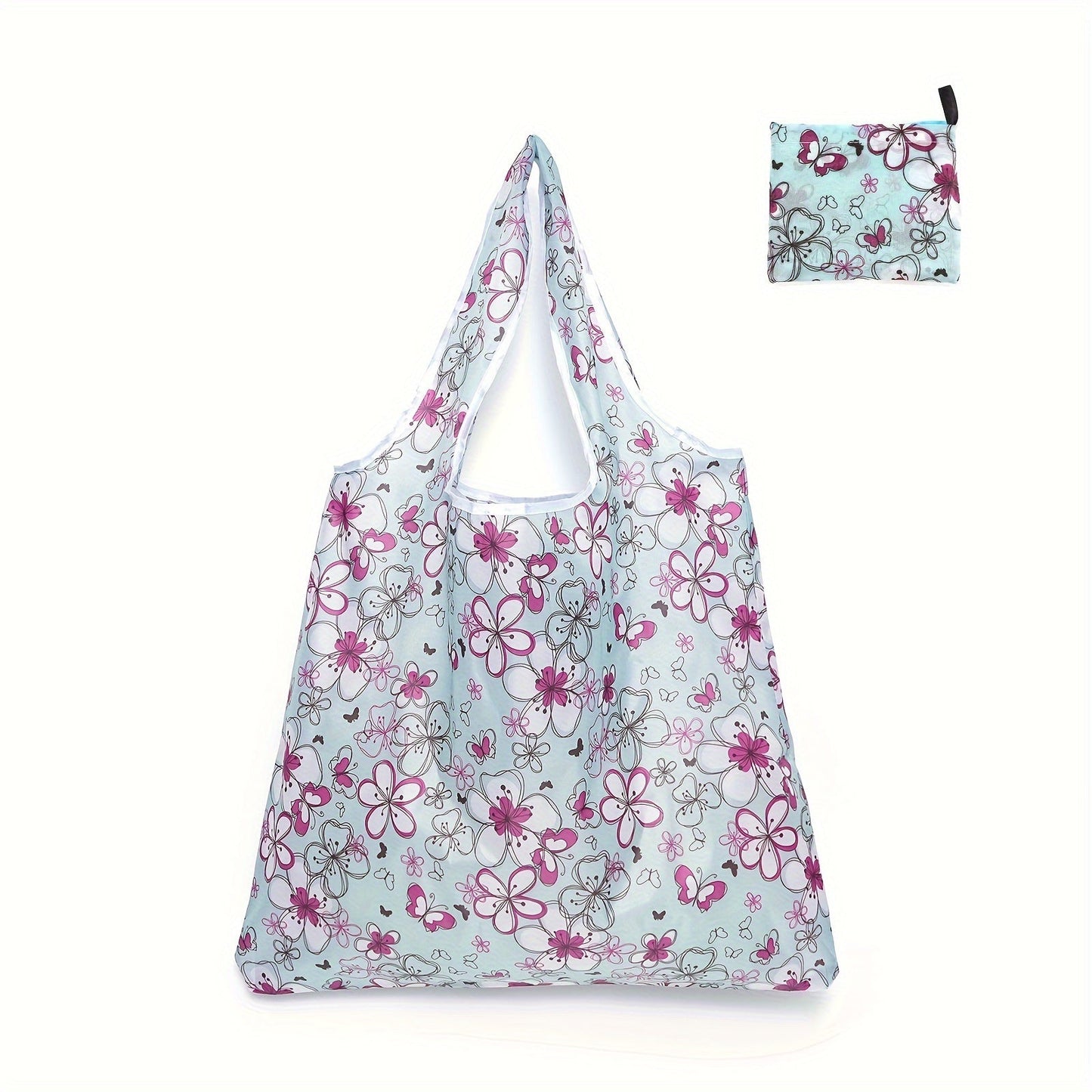 Large Capacity Folding Shopping Bag with Portable Printed Hand-held Storage Bag - Reusable Oxford Cloth Bag for Household Supplies