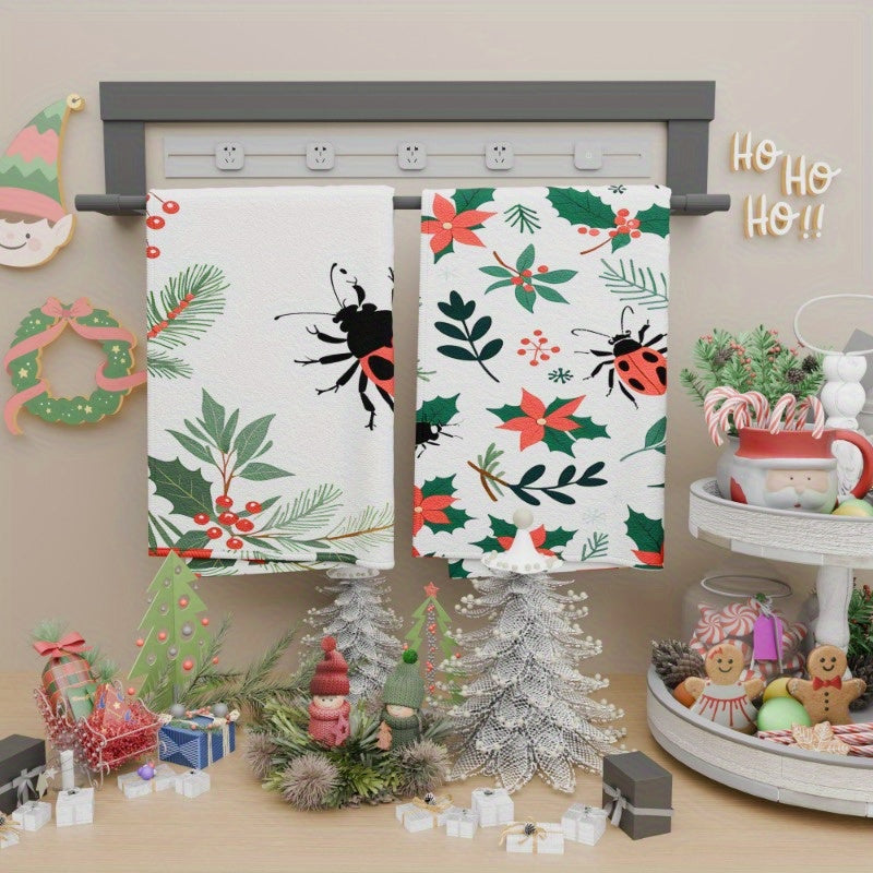 Get into the holiday spirit with this set of two 18*26 inch Christmas-themed kitchen towels. Perfect for adding a festive touch to your kitchen decor this wintertime. Ideal for gifting or keeping for yourself, these soft towels are sure to bring a merry