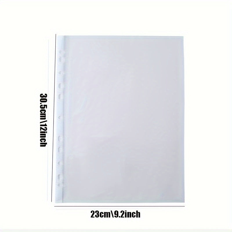 100pcs A4 Transparent Document Organizer - Portable office file folder made of durable PP material with binder clips.