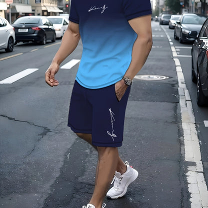 King Signature Men's Two-Piece Athletic Outfit: T-Shirt and Shorts - Summer Collection - High-Quality King Print - Men's Casual Sportswear - Middle East