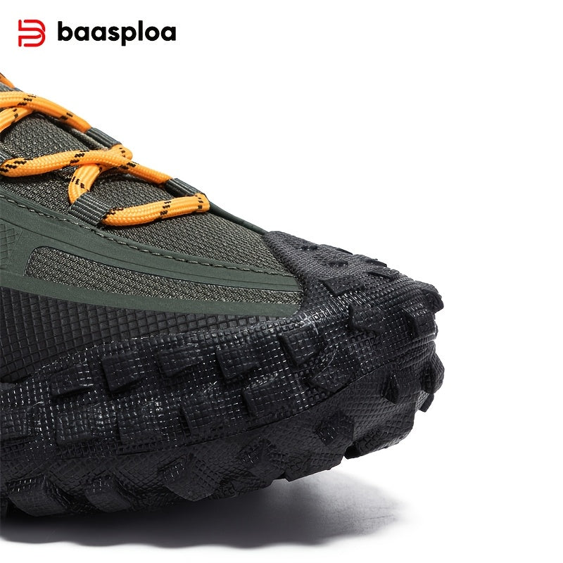 BAASPLOA Men's Trail Running Shoes - All-Season, Breathable Mesh, Non-Slip Tire Sole for Outdoor & Casual Wear