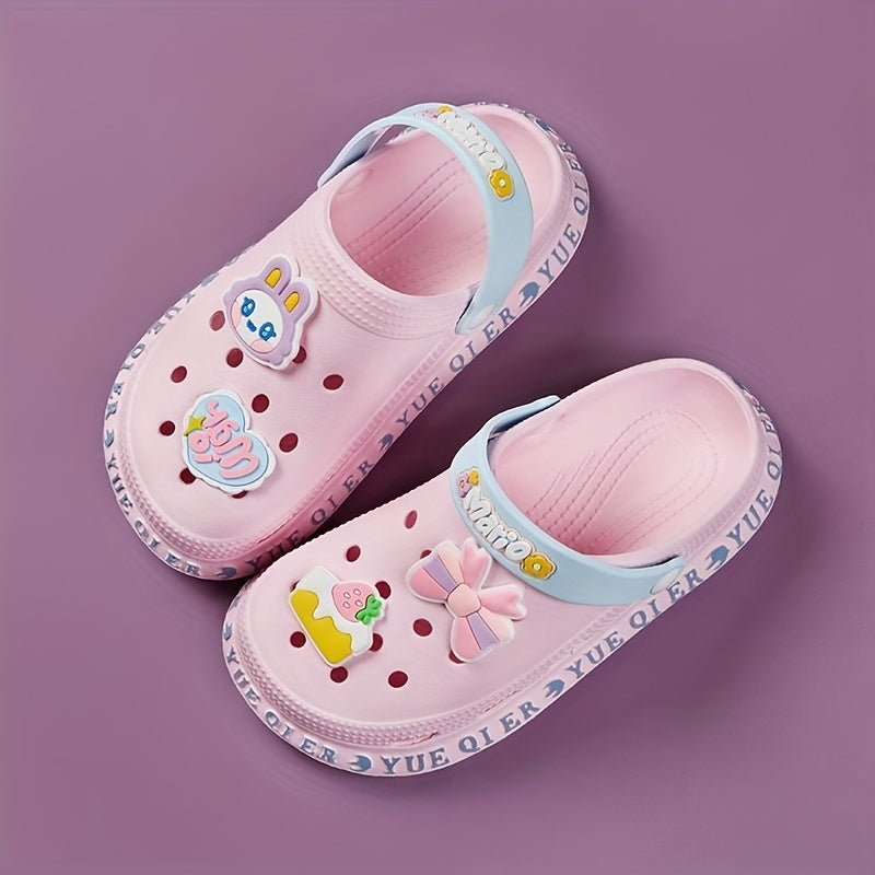 Stylish cartoon sandals for girls, quick-drying clogs for all seasons.