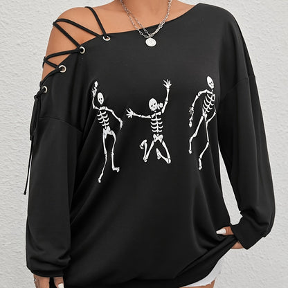 Women's Elegant Long Sleeve T-Shirt made with polyester fabric, has a relaxed fit, and is machine washable.