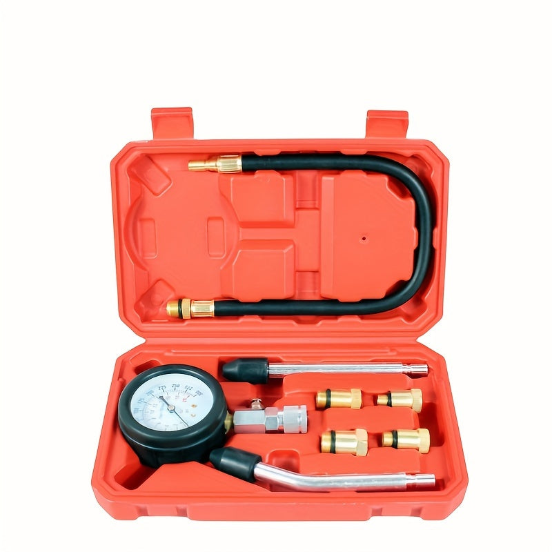 Compact Automotive Cylinder Pressure Gauge Kit with Adapters, Durable Material, Essential for Accurate Cylinder Pressure Detection in Various Vehicle Models.