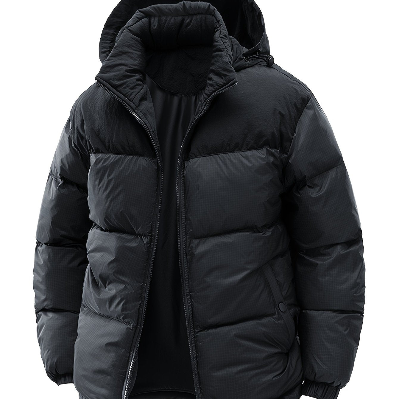 Men's Winter Parka with Hood - Warm Ski Jacket with Pockets & Collar Detail