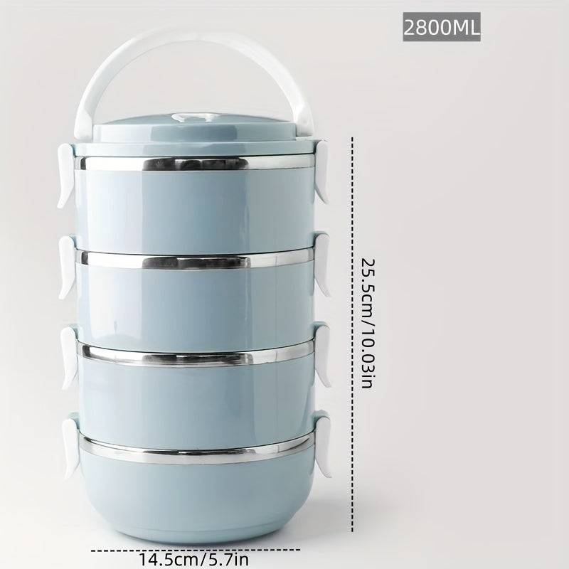 One-Tier Insulated Bento Box Set made of Stainless Steel - Features a Cylindrical Shape with a Lid, Ideal for Office, School, Camping, Picnics. Hand Wash Only. Perfect for Kitchen Storage Container, Capacity of 1400ml.