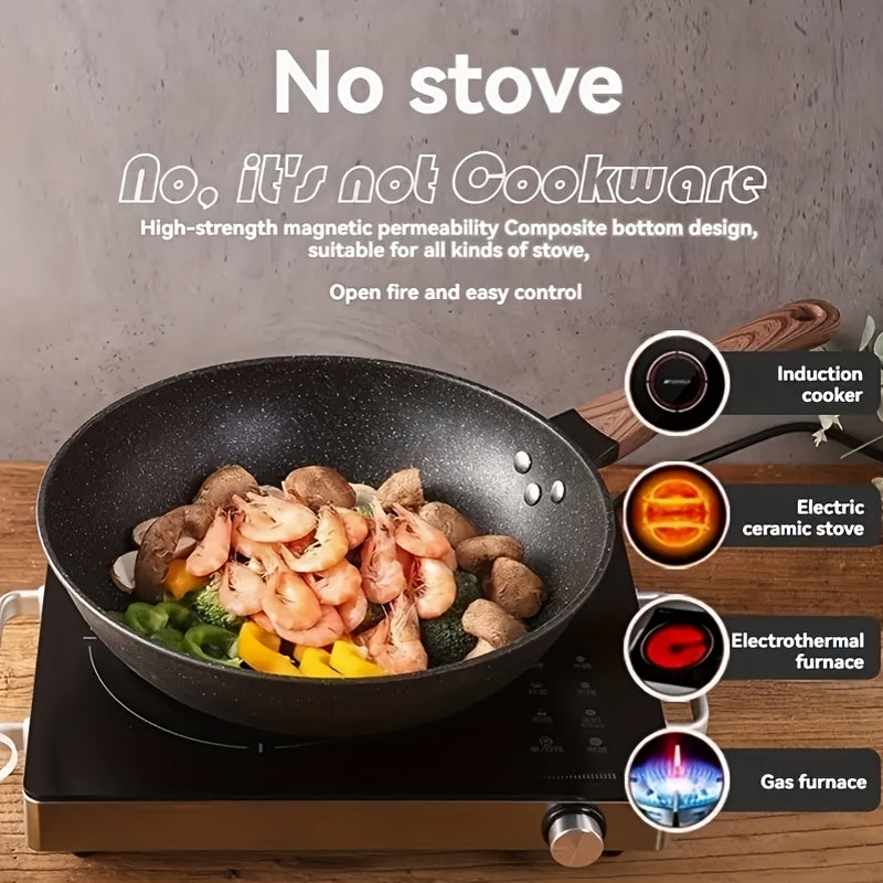 Multi-functional Cast Iron Pan with Non-Stick Coating - Minimizes Smoke, Ideal for Cooking Eggs and Steaks, Works on Induction and Gas Cooktops, Must-Have Kitchen Tool (30.0cm - 34.01cm)